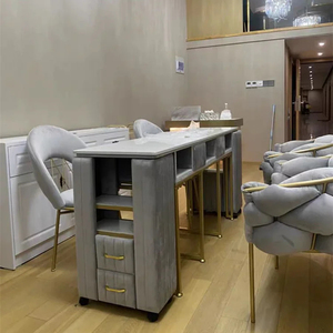 Kisen lumière luxe personnalisé couleur mesa para <span class=keywords><strong>manucure</strong></span> ongles table bureau double face <span class=keywords><strong>marbre</strong></span> <span class=keywords><strong>effet</strong></span> ongles tech bureau table et chaise ensemble - Product Image 3