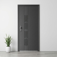 Porte d'entrée double asymétrique en métal polyvalente avec œil-miroir intégré pour propriétés de luxe