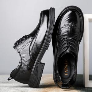 Zapatos Oxford Brogue de Cuero Genuino con Acabado a Mano de Diseñador de Lujo 2025, Transpirables, Ligeros, con Suela Gruesa, para Negocios - Product Image 4