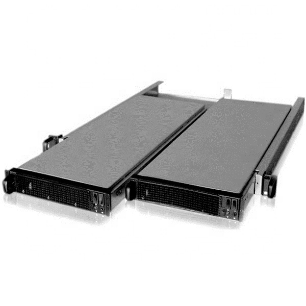 1U Dual Blade Mini-ITX Rack Server Case with Fan for Industrial PC or Server