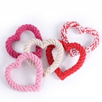 Jouet pour chien en corde de coton tressée à la main, avec nœud en forme de cœur, pour mâcher et tirer, pour chiens de petite et moyenne taille et chatons, jouet pour animaux de compagnie
