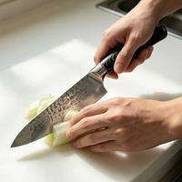 Couteau de chef professionnel de 8 pouces, acier inoxydable forgé, couteau de cuisine ergonomique, manche en bois antidérapant pour la cuisine à domicile