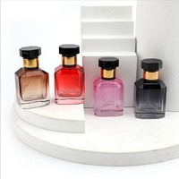 Botella de Perfume de Vidrio de Color Degradado de Alta Gama de 30 ml, Botella de Spray Cosmética Vacía Portátil, Cartón para Recargas, Impresión por Estampado