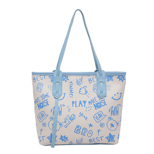 Bolso de Hombro de Gran Capacidad con Dos Correas y Cremallera, Novedad Otoño-Invierno 2026, Bonito Bolso con Estampado de Dibujos Animados, Estilo Literario y Dulce - Product Image 3