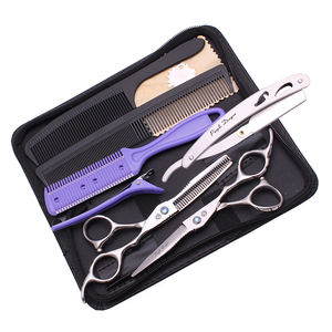 Kit complet de coiffure, ensemble de ciseaux de barbier en acier japonais, ciseaux droits et effilants, peigne, outils multiples, pour salon et usage domestique 1011KB - Product Image 5