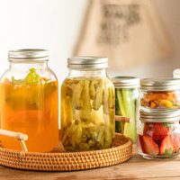 Custom 16oz 500ml Wide Mouth Glass Mason Jar Canning Jam Honey Food Storage Jar With Split Type Metal Lid