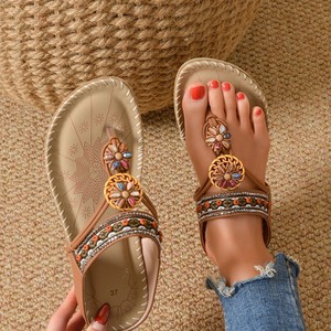 Summer Korean casual Style Toe Strap <b>Flat</b> <b>Sandals</b> for Women-Breathable Lightweight Outdoor microfiber Upper Anti-Slippery TPR - Product Image 3