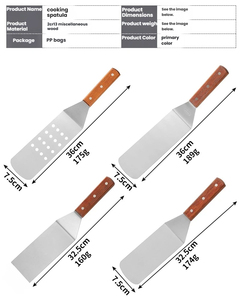 Espátula de cocina de acero inoxidable con mango de madera, espátula para freír, espátula para freír filetes, espátula para teppanyaki, espátula para barbacoa - Product Image 6