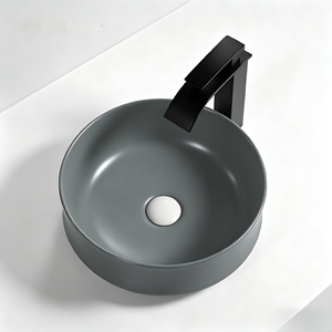 Waterproof Thin Edge Gun <strong>Bathroom</strong> <strong>Sink</strong> <strong>Bowl</strong> Wash Basin <strong>Sinks</strong> Round Circular Wash Basin Grey Round Shape Wash Basin - Product Image 1