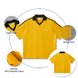 Unisex Custom Logo Football Jersey Style <b>T</b> <b>Shirts</b> With Striped Jacquard Classic Retro Style Summer <b>Polyester</b> <b>T</b>-<b>shirts</b> - Product Image 1