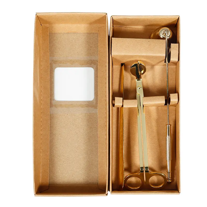 Kit d'entretien de bougie en gros, boîte personnalisée, Kit d'entretien de bougie en or coloré