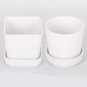 Dia.6.8cm H.7cm Mignon Petit Rond et Carré Coloré En Plastique Succulent Cactus <span class=keywords><strong>Bonsaï</strong></span> <span class=keywords><strong>Pot</strong></span> De Fleur <span class=keywords><strong>Avec</strong></span> Soucoupes - Product Image 5