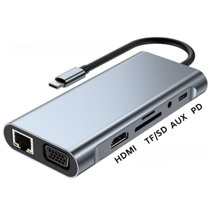 Tất Cả Trong Một <span class=keywords><strong>USB</strong></span> C Hub Loại C Để 4K Độ Nét Cao TV Adapter 11 Cổng Hỗ Trợ Biểu Tượng Tùy Chỉnh Xách Tay Adapter Cho Máy Tính - Product Image 3