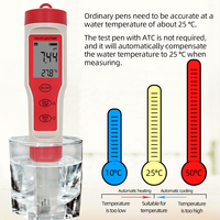 Stylo numérique PH Testeur de qualité de l'eau 4 en 1 Température EC TDS PH-mètre pour l'eau potable Piscines