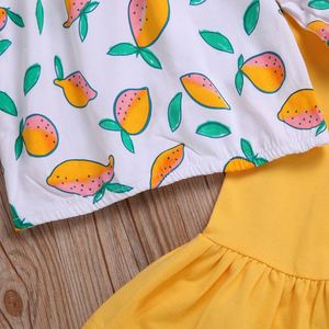 Conjunto de 3 Piezas para Bebé Niña, Blusa de Algodón con Hombros Descubiertos para Verano y Otoño + Pantalones Acampanados Lisos, Transpirable, Estampado Amarillo - Product Image 6