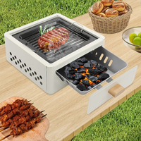 Barbecue carré au charbon de bois, table brasero, portable, pour extérieur, camping, jardin