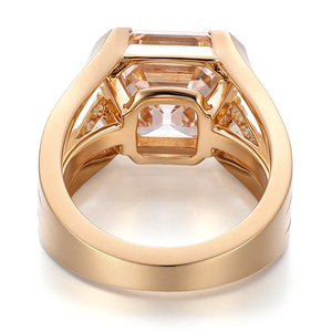 Luxury custom real solid 18k gold nugget ring 2carat Asscher Cut lab grown diamond rings for <b>men</b> wedding chunky promise rings - Product Image 2