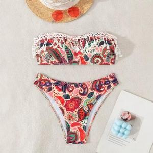 Maillot de bain deux pièces sans bretelles avec pompons, best-seller transfrontalier pour influenceurs du commerce extérieur - Product Image 2