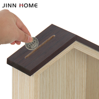 Tirelire personnalisée en bois en forme de maison avec accès arrière amovible, boîte à monnaie amusante pour enfants, cadeau pour économiser de l'argent