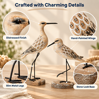 Figurine de mouette en bois vintage en gros, oiseau marin à longues pattes, ornement de style nautique pour la décoration de la maison, de la table à manger ou d'une étagère
