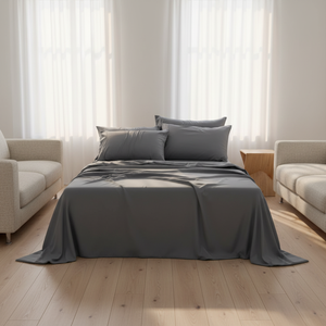 طقم ملاءات سرير من ألياف الخيزران بلون موحد مكون من 4 قطع، بعدد خيوط 300، مناسب لأحجام التوأم/الكامل/الكوين/الكينج - Product Image 3