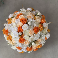 Boule de fleurs J-FB110 de 60 cm pour décoration de mariage, bleu marine et blanc, centre de table de mariage, grande boule de fleurs pour centre de table