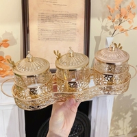 Ensemble de 3 bols en fer doré de style musulman, plats de service portables de luxe avec design personnalisé pour les décorations de mariage