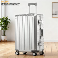 Valise en aluminium 2026, argent, 29 pouces, valise de voyage, roulettes pivotantes à 360 degrés, valise durable et élégante, style classique