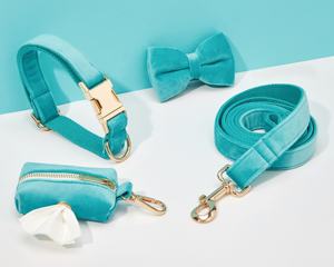 Juego de Correa y perro Veet turquesa, arnés personalizado para cachorros + Collar + pajarita + soporte para bolsa de caca, paquete de arnés de Boda sin tirones - Product Image 4