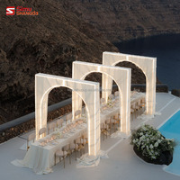 Arche de mariage lumineuse en fer, support de toile de fond pour événements, cadre de décoration de table de mariage extérieur pour dîner, avec tissu