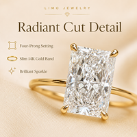Bague de fiançailles en diamant de laboratoire taille radiant certifié IGI 1, 3 ou 5 carats, or jaune 14 carats, solitaire, bijoux fins personnalisés, vente en gros
