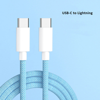 Câble tissé PD 20W pour iPhone 11 12 13 14 Nylon Tressé 60W Type-C à Type-C pour iPhone 15 16