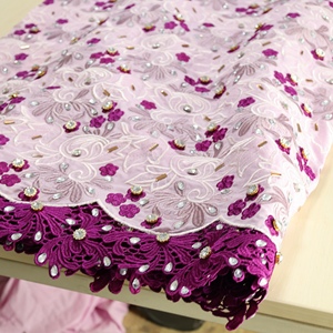Encaje de alta calidad con diamantes de imitación Algodón exclusivo Gasa <span class=keywords><strong>Rosa</strong></span> Encaje suizo Bordado de tul Tela de encaje de África con cristal - Product Image 4