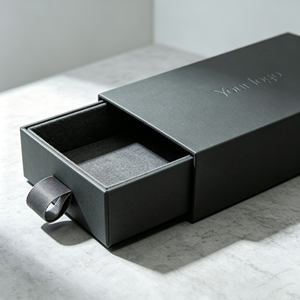 Boîte à tiroir rigide de luxe personnalisée en carton gris avec logo estampé à chaud, doublure en satin et poignée pour emballage de bijoux, montres et lunettes - Product Image 2