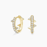 Boucles d'oreilles tendance en argent S925 plaqué rhodium, serties de diamants de laboratoire taille brillant rond de 2,4 mm, certifiés IGI, pour femme