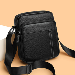 Catégorie Épicerie : Nouveau sac à bandoulière en cuir pleine fleur transfrontalier, sac en cuir véritable élégant pour homme, style décontracté et professionnel, design simple - Product Image 1