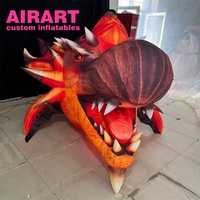 Dragon gonflable rouge, tête de dragon gonflable réaliste pour la fête