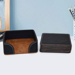 แผ่นรองแก้วหนัง PU ชุด 6 ชิ้น ปรับแต่งโลโก้ได้ สำหรับของขวัญธุรกิจ ป้องกันความร้อน ใช้สำหรับโปรโมชั่น - Product Image 5