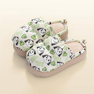 Enfants hiver fourrure Panda imprimé pantoufles garçons filles intérieur imperméable antidérapant chaud maison chaussures - Product Image 6