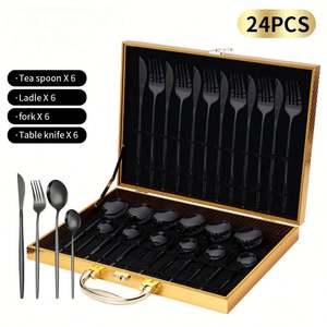 Juego <span class=keywords><strong>de</strong></span> Cubiertos <span class=keywords><strong>de</strong></span> Acero Inoxidable, <span class=keywords><strong>Portugal</strong></span>, Juego <span class=keywords><strong>de</strong></span> 24 Piezas, Juego <span class=keywords><strong>de</strong></span> Cubiertos para el Hogar en Caja <span class=keywords><strong>de</strong></span> Regalo - Product Image 5