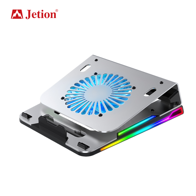 Jetion Aluminum Alloy Laptop Cooler Pad with 4 USB Ports 7 RGB Modes 3 Height Adjustment for Below 15.6 Inches PJT-NCL2133 Stock
