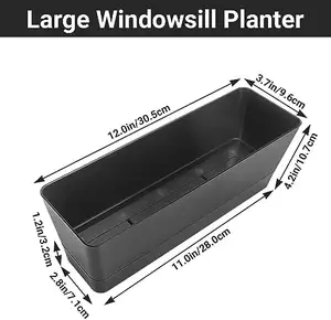 SHUNYUE Personalize caixas retangulares de janela com bandeja, pote de plástico para windowsill, cacto suculento interno e hortelã, bandeja de jardim ao ar livre