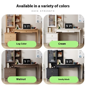 Modern Simple Home Study Schlafzimmer L-förmiger Massivholz schreibtisch und Bücherregal Integrierter faltbarer <span class=keywords><strong>Computer</strong></span>-Schreibtisch und Bücherregal - Product Image 5