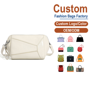 Bolso Bandolera Geométrico de Cuero Crema - Piel Genuina de Vacuno de Primera Calidad con Correa Ajustable + Herrajes Plateados Estilo Vintage Otoño/Invierno OEM Moderno - Product Image 1