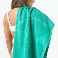 Serviette de bain en tissu éponge jacquard de luxe de style Aloha Serviette de plage en coton à motif de fleurs pour la natation et le surf