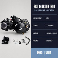 Moteur de moto 125cc à cylindre en aluminium, 3 vitesses avant, pour fabricants de VTT, commande en gros, approvisionnement commercial en gros