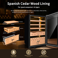 Humidor Électrique Intelligent avec Contrôle WiFi, Verrouillage par Empreinte Digitale, Plateau en Bois de Cèdre, Cycle de Refroidissement par Compresseur et Ventilation Forçée