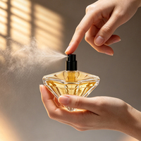 Flacon de parfum en verre de luxe 70 ml, personnalisé, avec pulvérisateur à baïonnette, vide, transparent, impression sérigraphique pyramidale