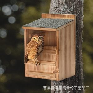 Nido de madera para búhos, colgante para exteriores, comedero, casa de pájaros de madera, caja de cría, nido para colibríes, nido para pájaros - Product Image 2