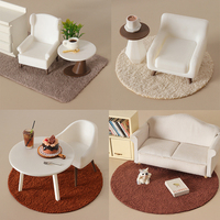 Tapis miniature pour maison de poupée à l'échelle 1/12, tapis rond et rectangulaire multi-tailles pour la décoration de scènes en diorama